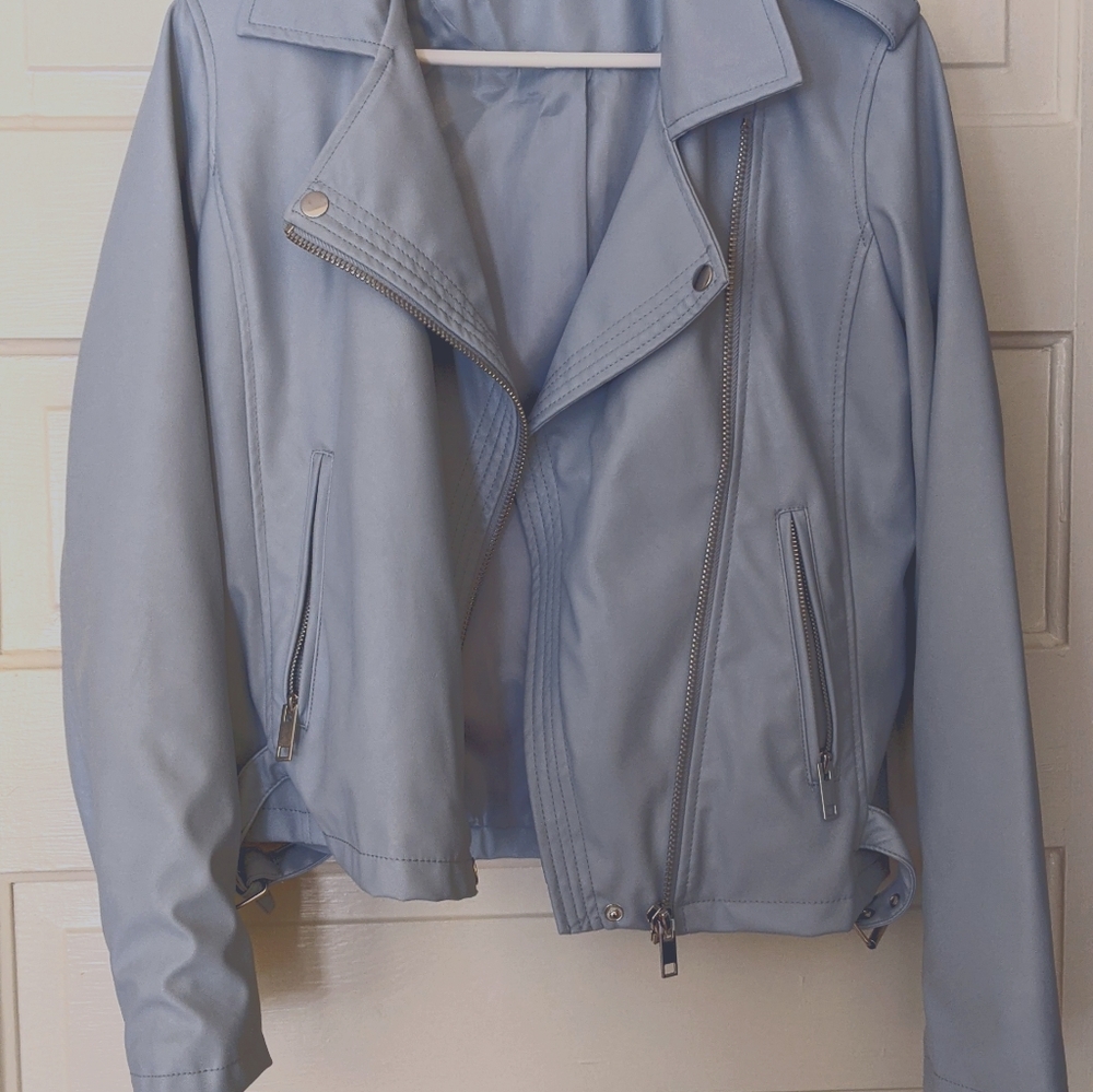 Powder Blue Biker Jacket